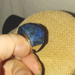 NIB 40ct Lapis Lazuli Stainless Steel Ring